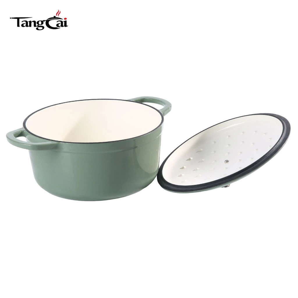 Современная жаровня из чугуна с эмалью Sage Green 5QT с золотой ручкой для выпечки хлеба на закваске