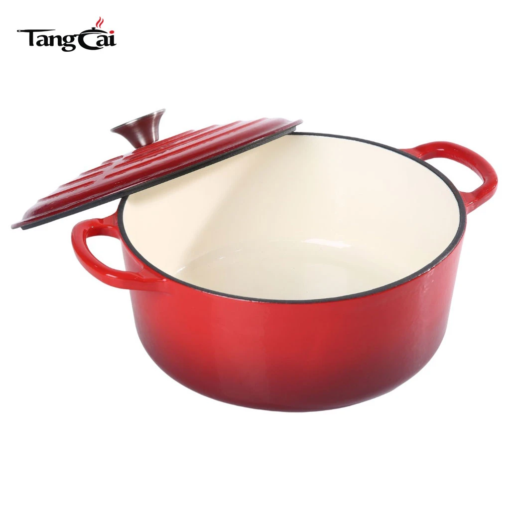 Фирменная круглая голландская печь Le Creuset Style 5.5QT из красного эмалированного чугуна с градиентом