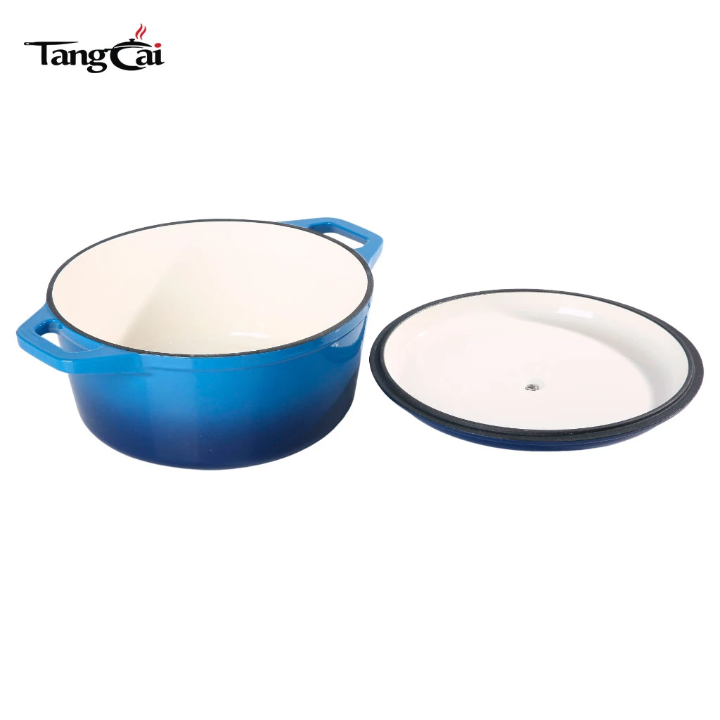 Жаровня из эмалированного чугуна Blue 6qt, Сверхпрочная форма для запекания и форма для тушения с крышкой