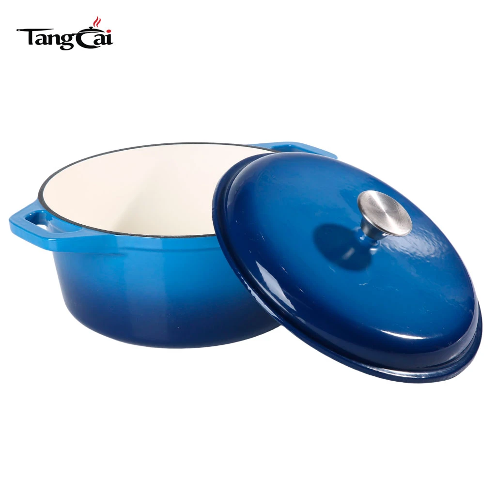 Жаровня из эмалированного чугуна Blue 6qt, Сверхпрочная форма для запекания и форма для тушения с крышкой