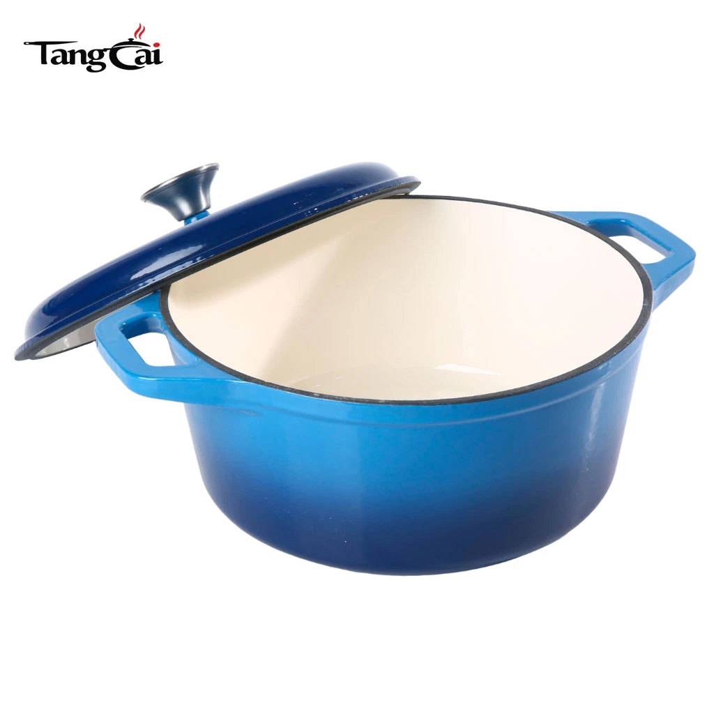 Жаровня из эмалированного чугуна Blue 6qt, Сверхпрочная форма для запекания и форма для тушения с крышкой