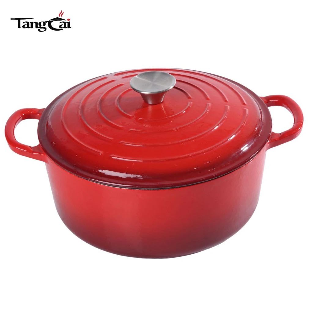 Фирменная круглая голландская печь Le Creuset Style 5.5QT из красного эмалированного чугуна с градиентом