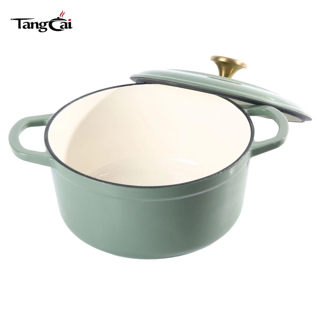 Современная жаровня из чугуна с эмалью Sage Green 5QT с золотой ручкой для выпечки хлеба на закваске