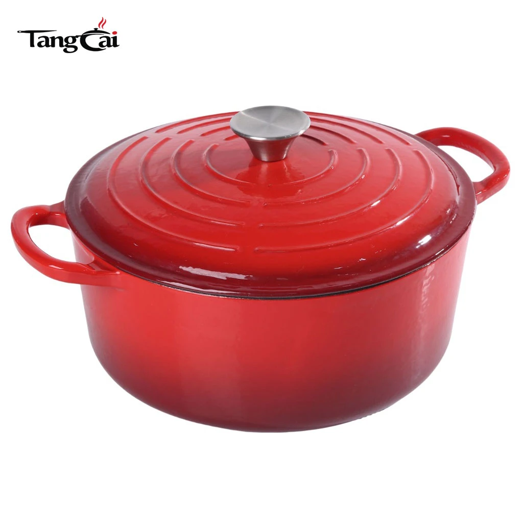 Фирменная круглая голландская печь Le Creuset Style 5.5QT из красного эмалированного чугуна с градиентом