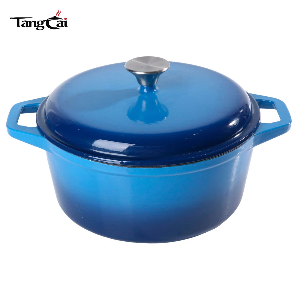 Жаровня из эмалированного чугуна Blue 6qt, Сверхпрочная форма для запекания и форма для тушения с крышкой