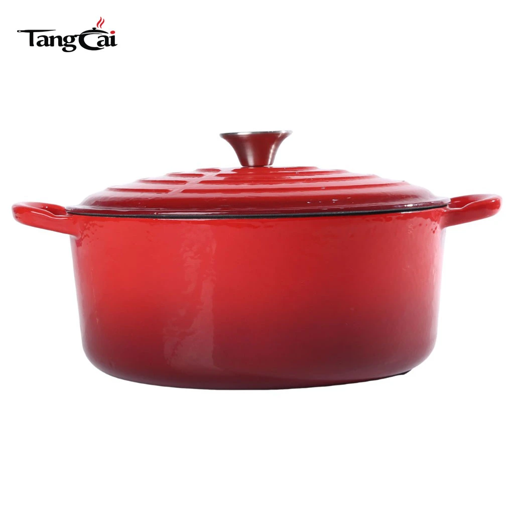 Фирменная круглая голландская печь Le Creuset Style 5.5QT из красного эмалированного чугуна с градиентом