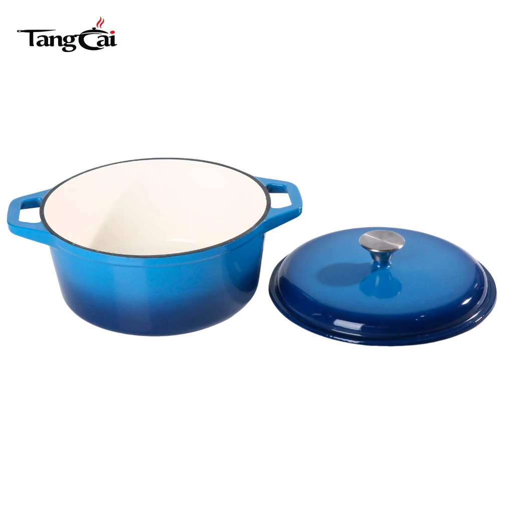 Жаровня из эмалированного чугуна Blue 6qt, Сверхпрочная форма для запекания и форма для тушения с крышкой