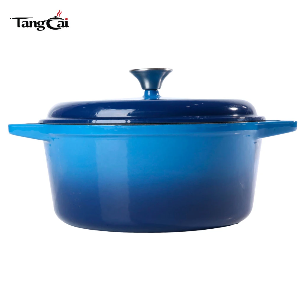 Жаровня из эмалированного чугуна Blue 6qt, Сверхпрочная форма для запекания и форма для тушения с крышкой